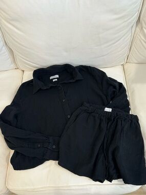 Aritzia Little Moon Black Top and Shorts Set